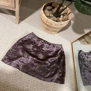 Floral Embroidered Skirt - Purple